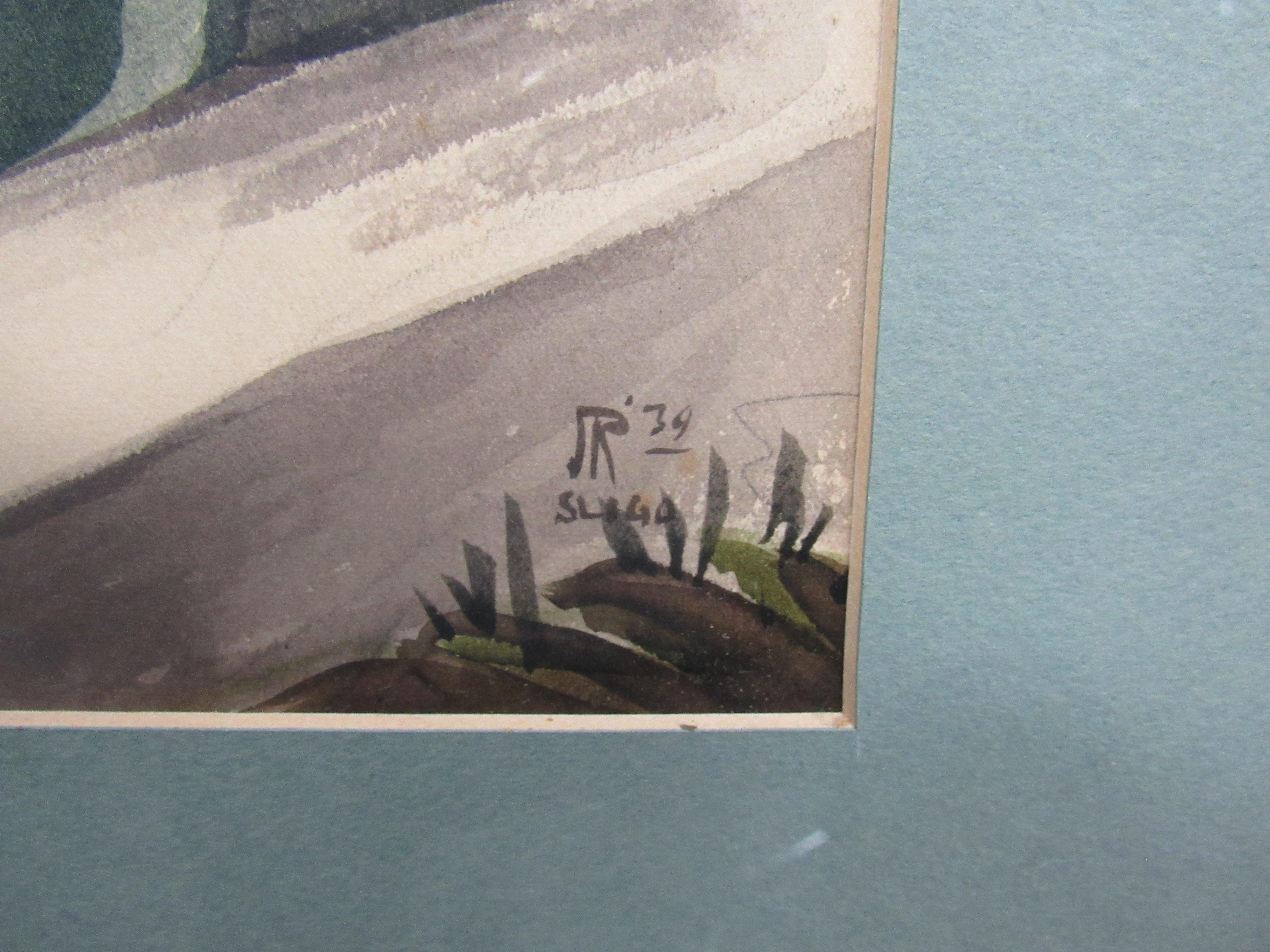 „Castle of the Scald“ Aquarell von James Reynolds, ca. 1939 im Zustand „Gut“ im Angebot in Brooklyn, NY