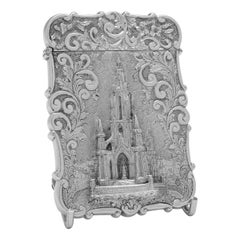 Étui à cartes avec plateau en forme de château, Scott Memorial, argent sterling, Nathaniel Mills 1844