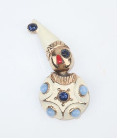 Castlecliff Clown Fur Clip Tremblant Brooch, C.1950