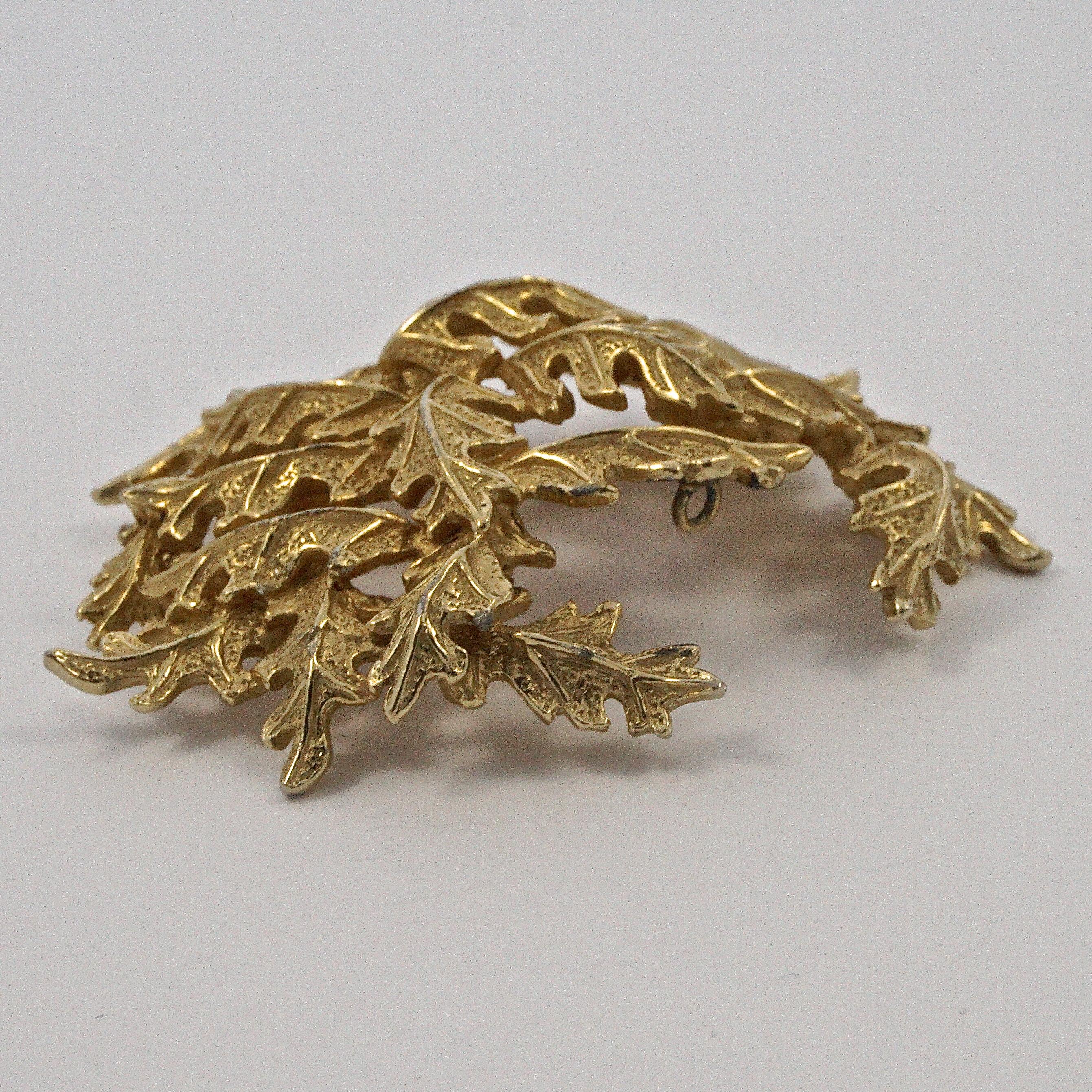 Women's or Men's Castlecliff Gold Plated Leaves Statement Brooch