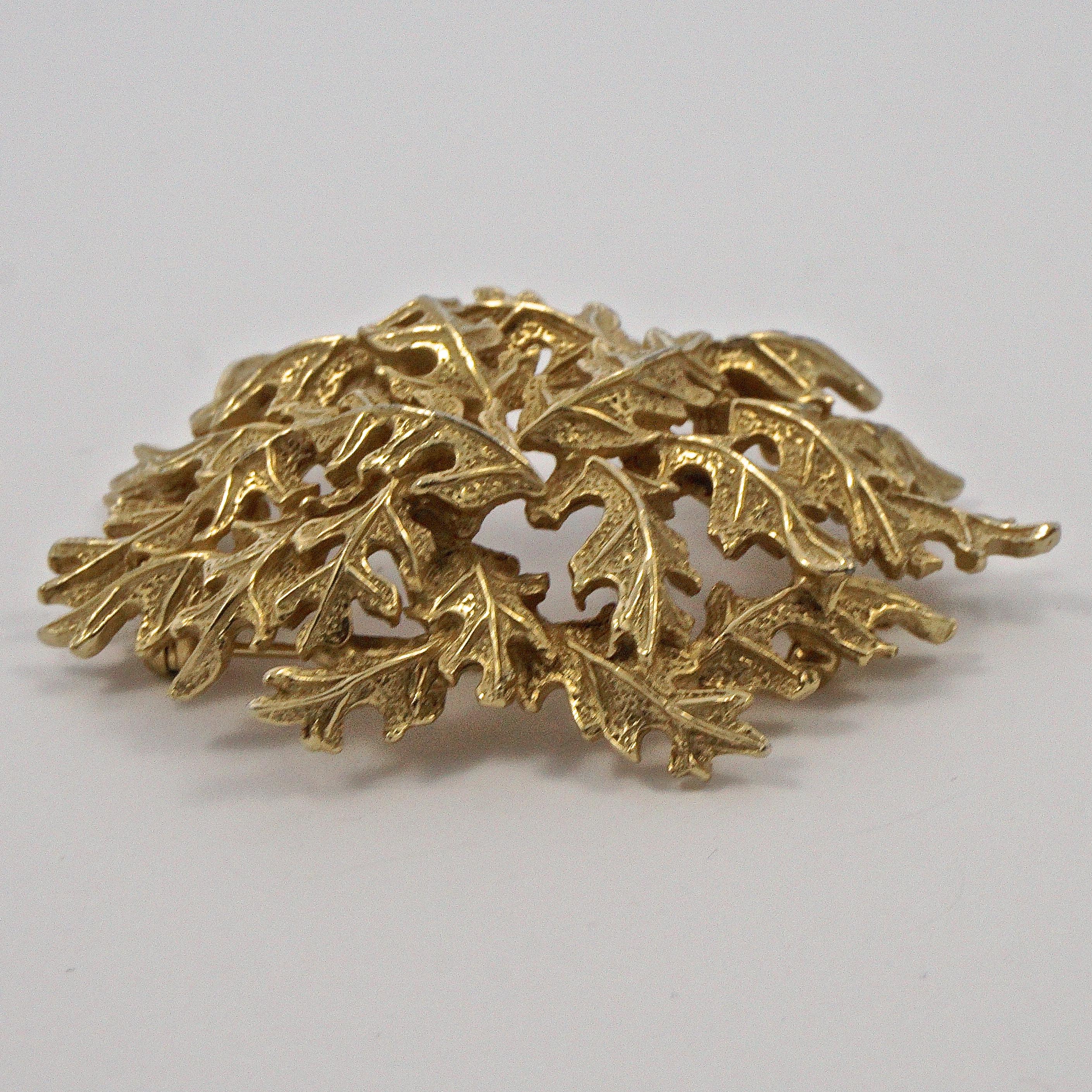 Castlecliff Gold Plated Leaves Statement Brooch 2
