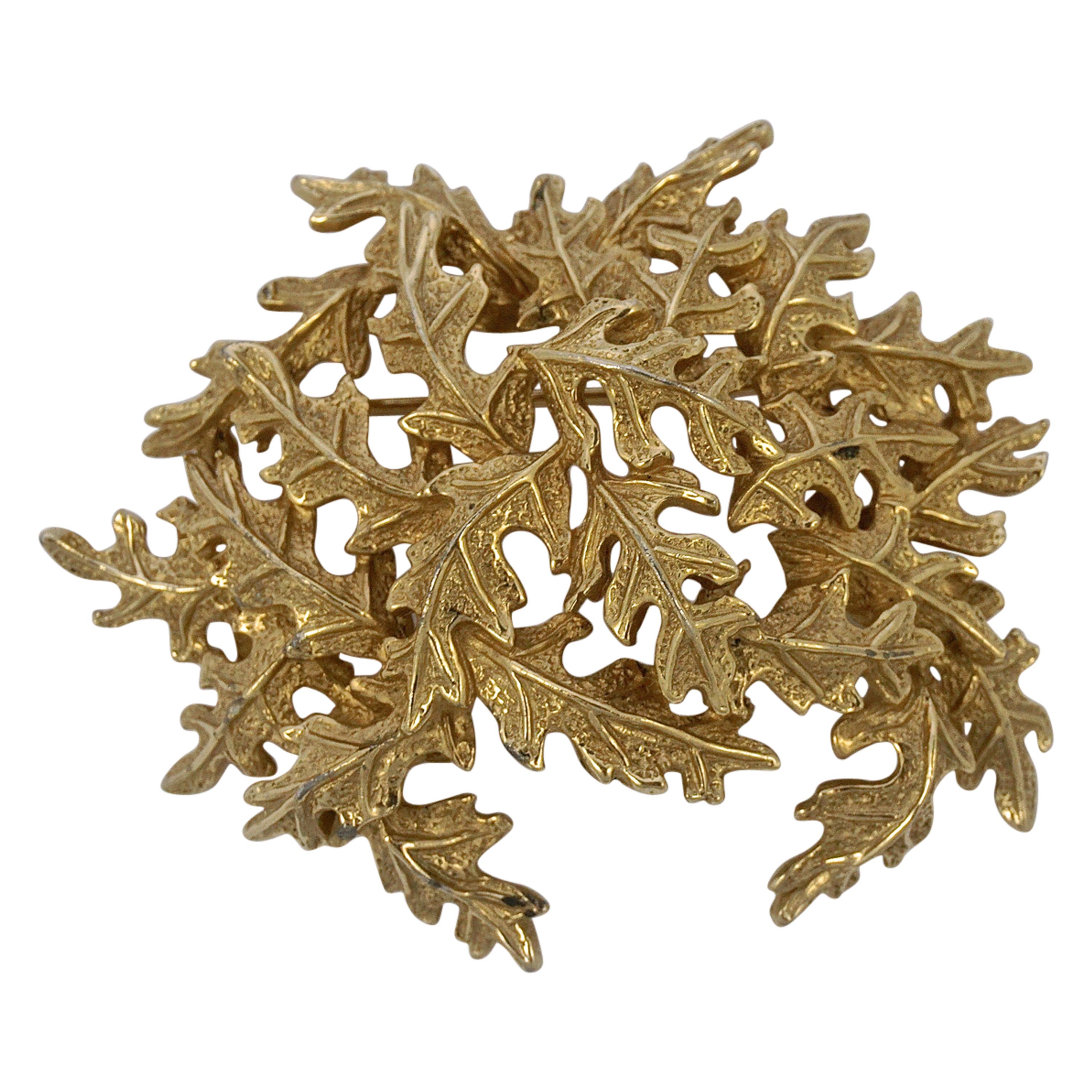 Castlecliff Gold Plated Leaves Statement Brooch