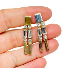 Castlecliff vintage firmato con strass placcati in oro, orecchini a clip di design
