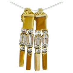 CASTLECLIFF vintage signed gold plated rhinestones designer clip on earrings