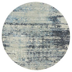 Castlerock Gray Wolle und Seide Hand geknüpft Ton in Ton Modern Design Runde Teppich