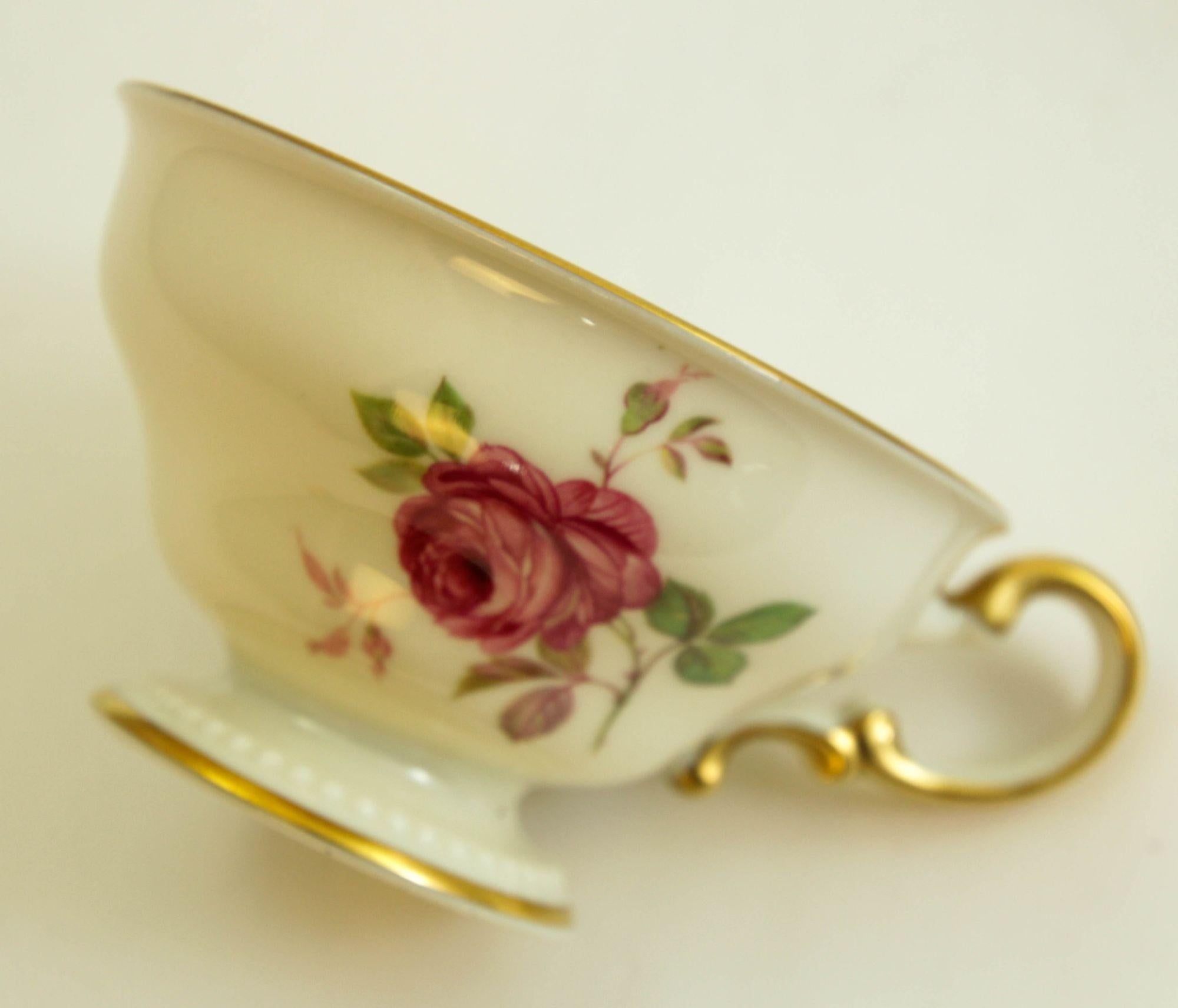 American Castleton Peony China Footed Tea Cup Set of 12 For Sale
