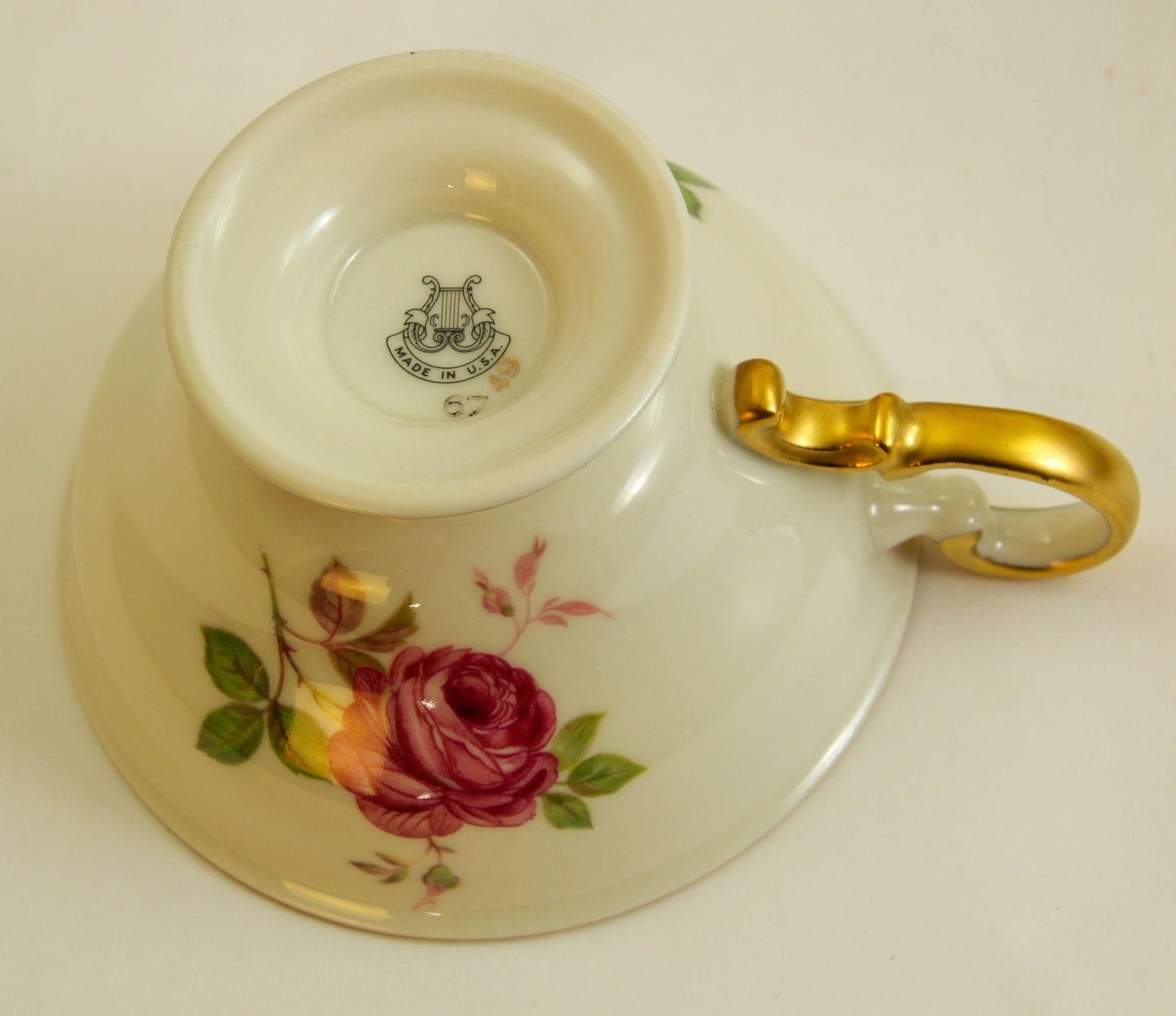 Castleton Peony China Footed Tea Cup Set of 12 For Sale 1