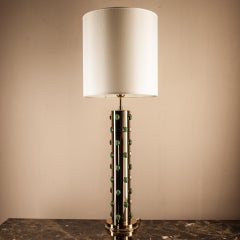 Castoni Table Lamp Solid Brass Body, Mounts 36 Green Crystal-Rock Precios-Stones