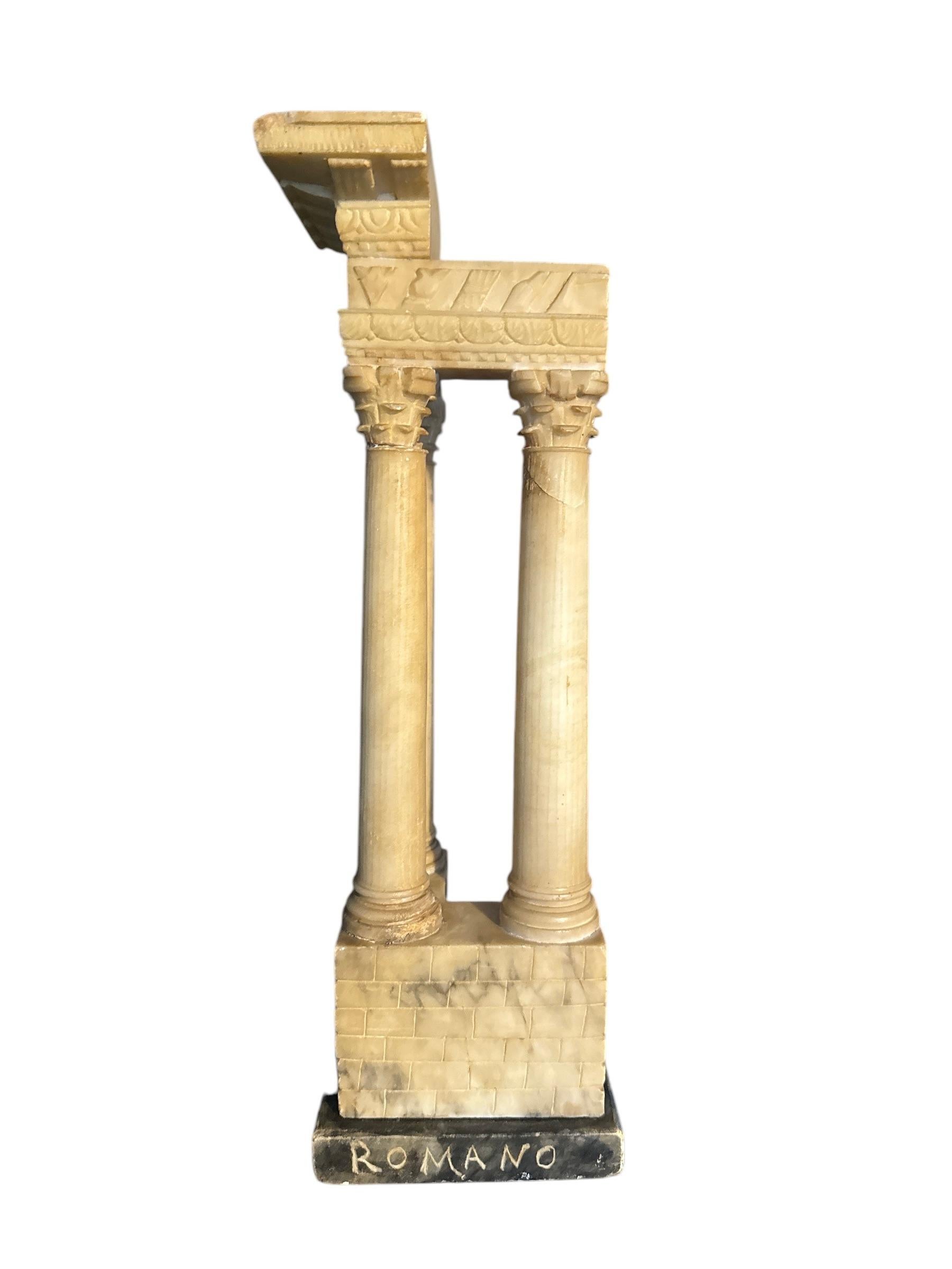 Marble Grand Tour object of the Temple of Castor & Pollux. It’s an ancient temple on the Forum Romanum in Rome. It was built after the victory of the Battle of Lake Regillus ( the Roman victory over the Latin League -  495 BC).