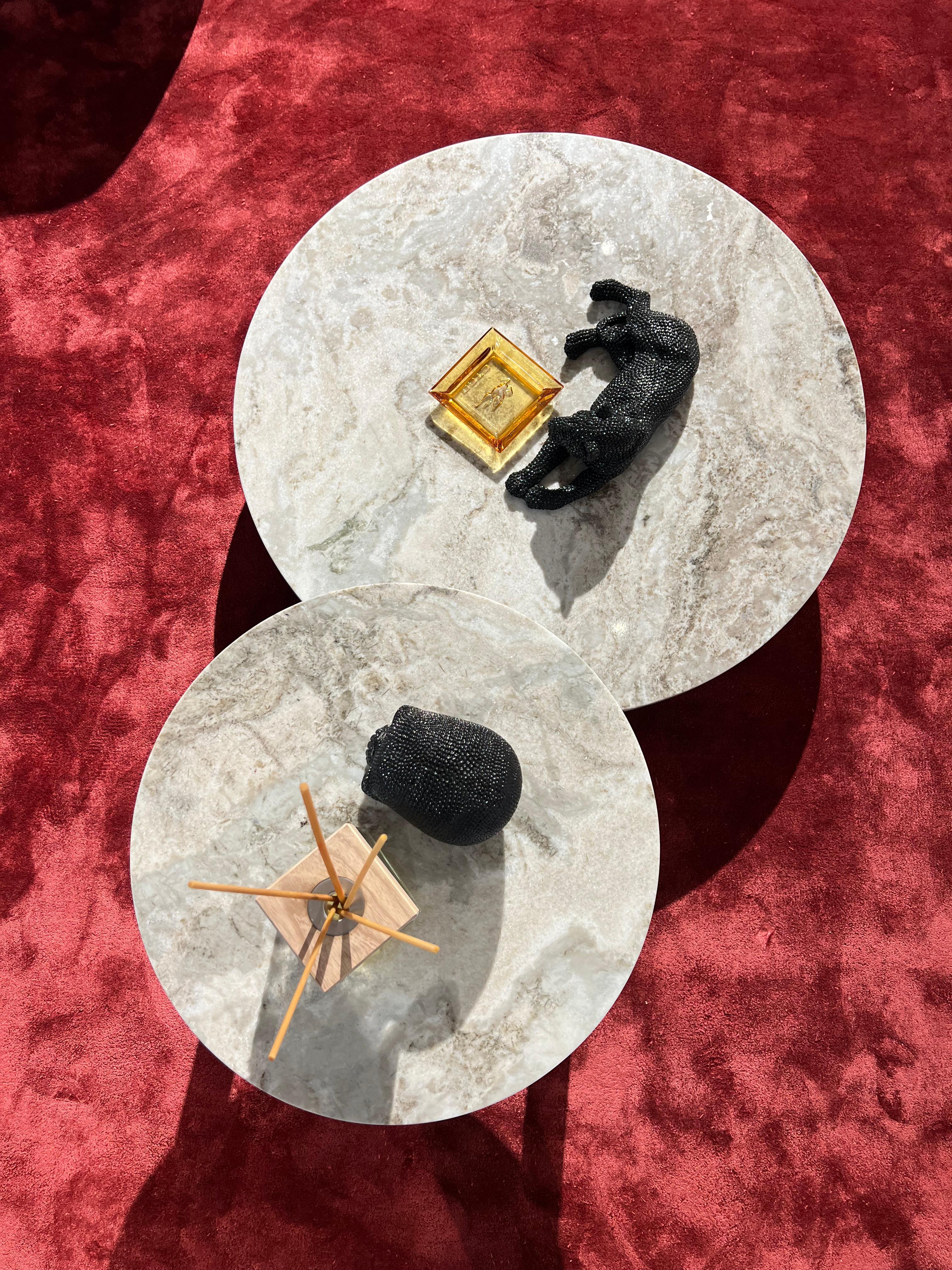 Hand-Crafted Castro and Cami cipollino marble servetto side tables For Sale