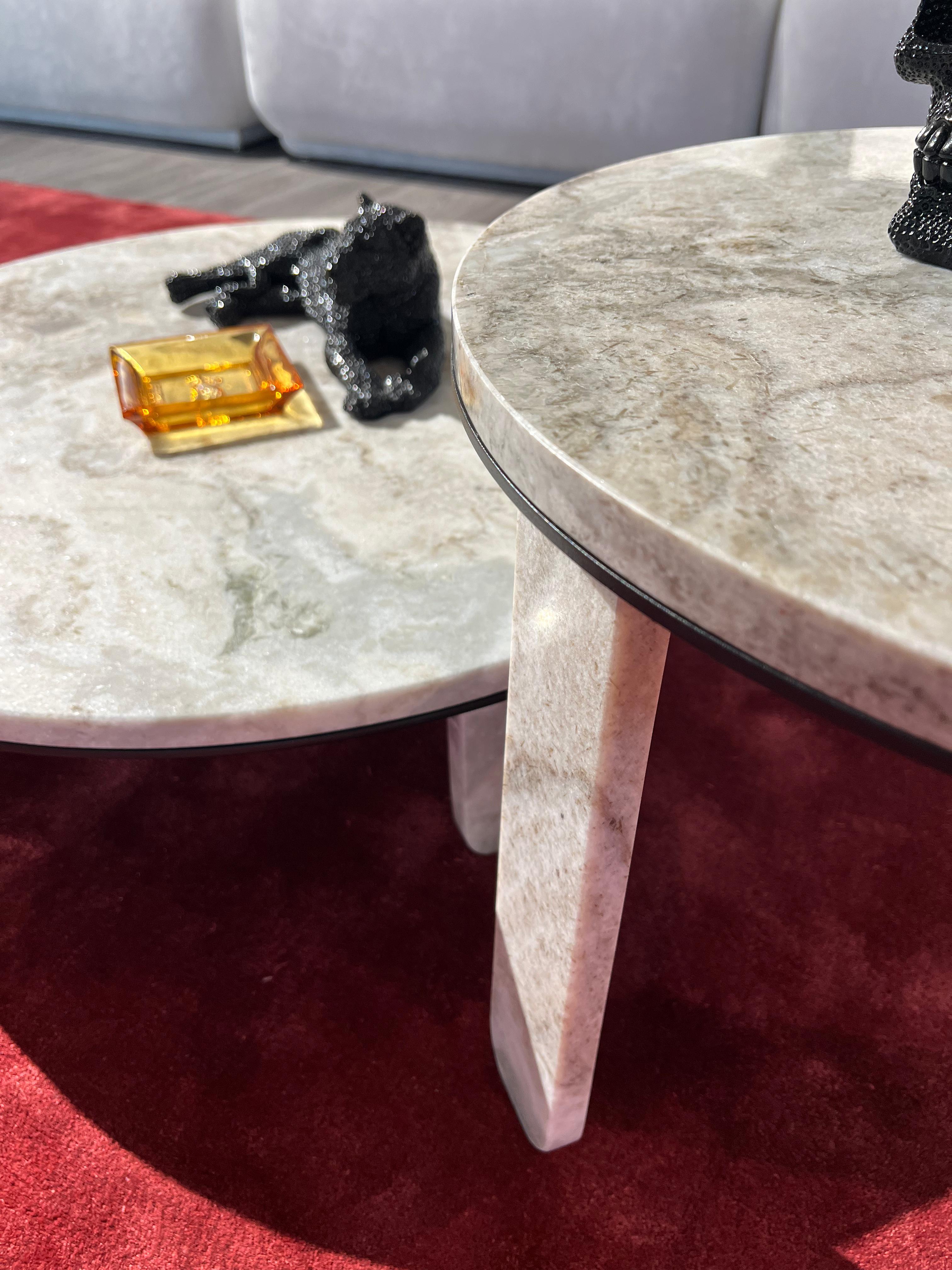 Contemporary Castro and Cami cipollino marble servetto side tables For Sale