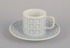 "Castro", Spain. Espresso set for ten people. Gray-blue and white porcelain.