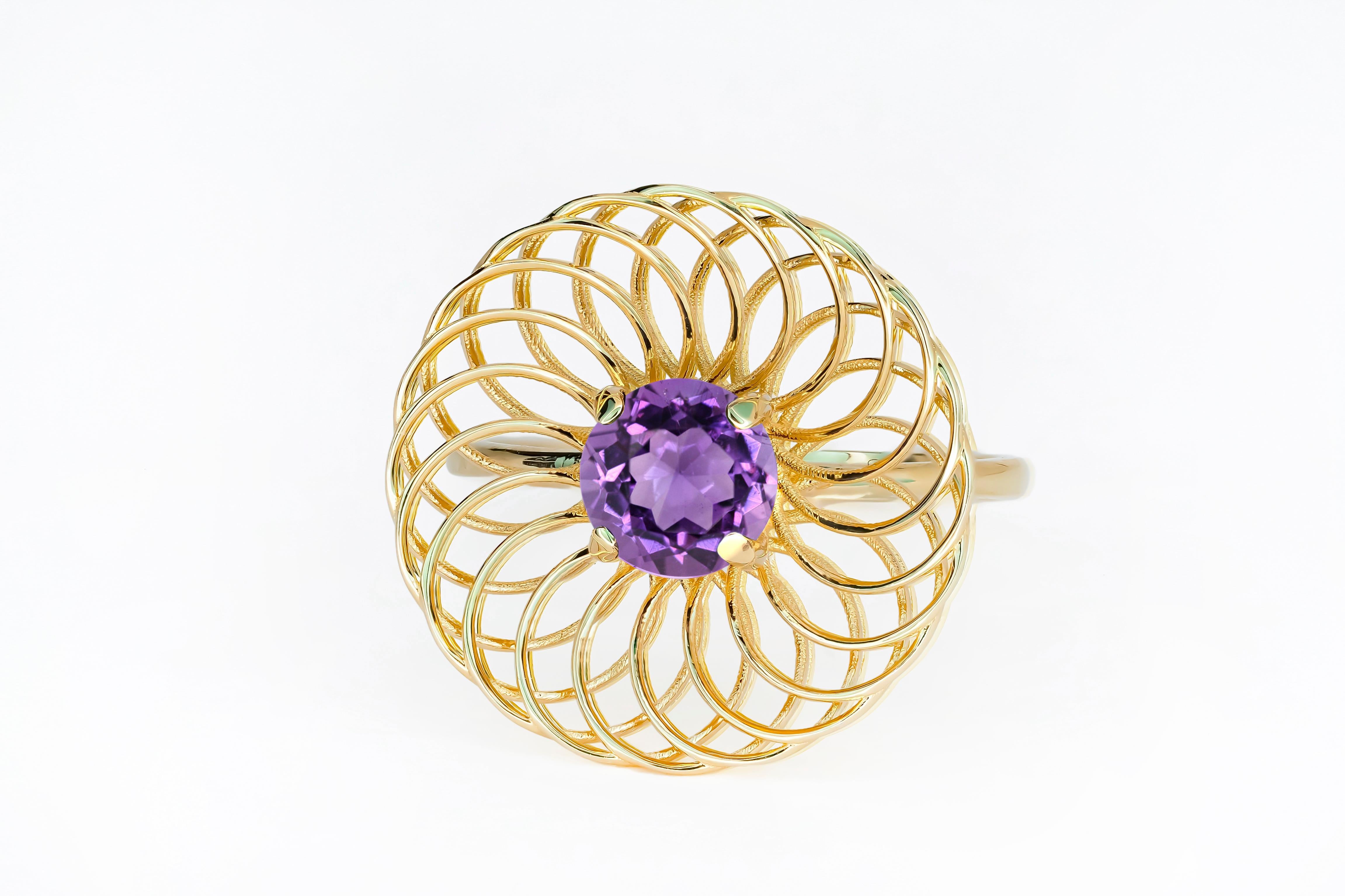Casual amethyst 14k gold ring.  For Sale 1