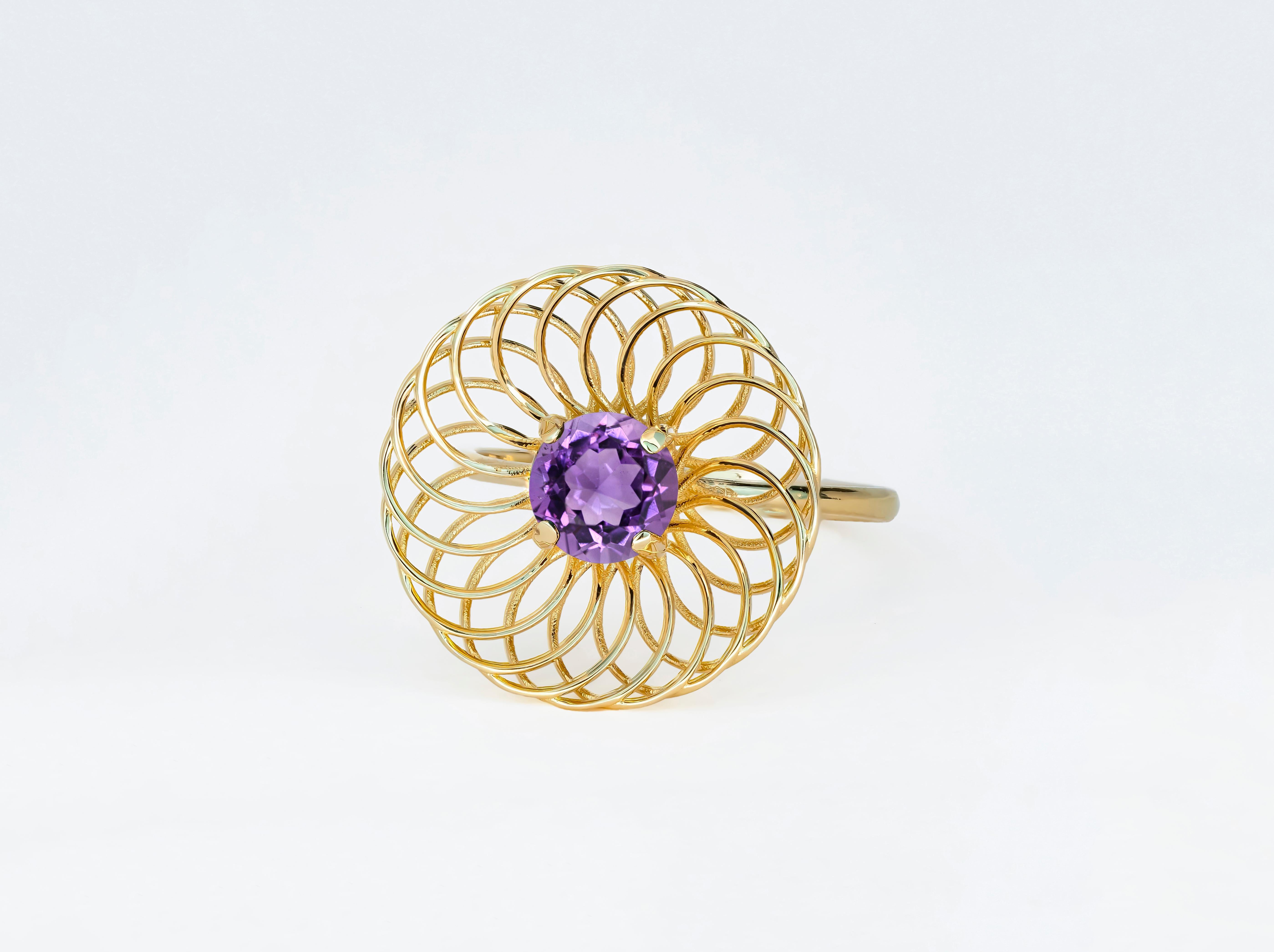 Casual amethyst 14k gold ring.  For Sale 3