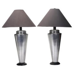 Casual Lamps Lampes de table Revive en acier brossé, abat-jour noir, 1998