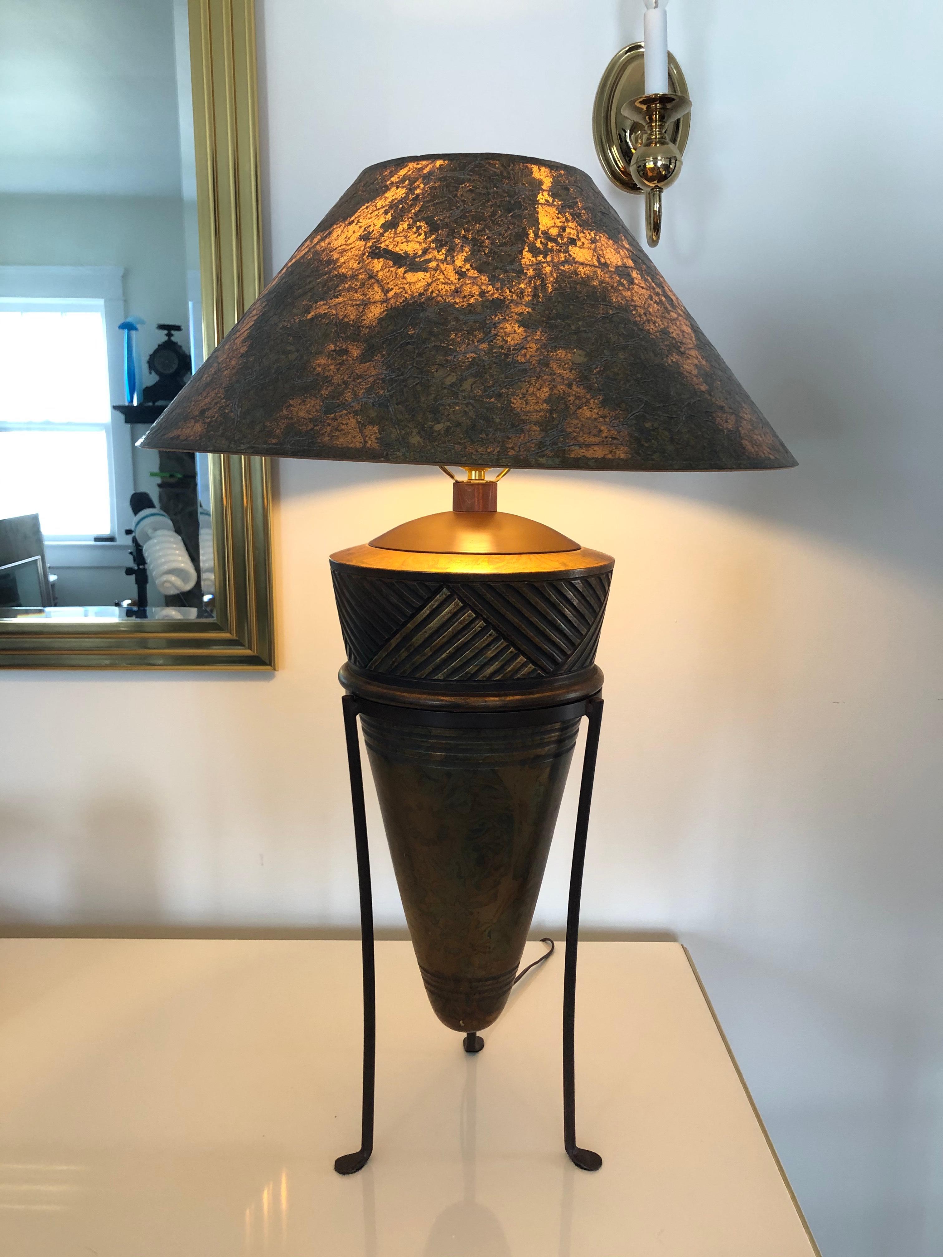 Post-Modern Casual Lamps of California Postmodern Design Urn Pottery Lamp in Stand For Sale