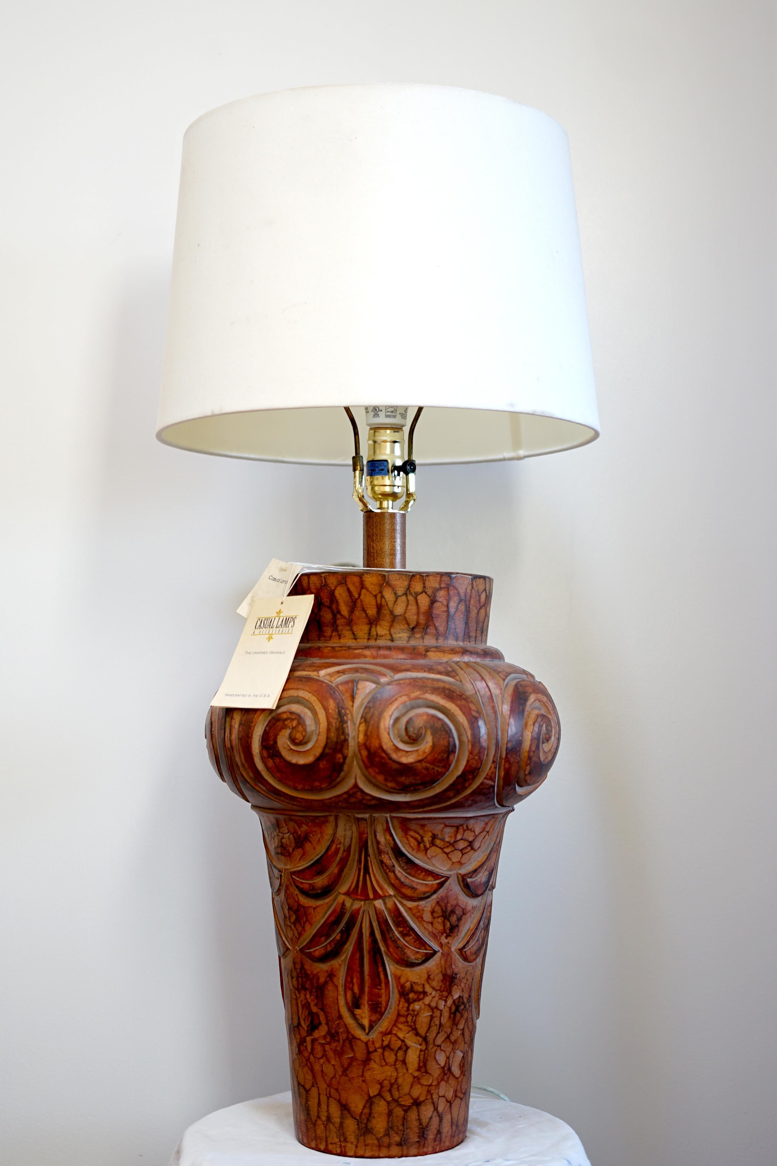 Casual Lamps of California Terracotta Monumental Sculpted Lamp Glazed Finish In Excellent Condition For Sale In Lomita, CA