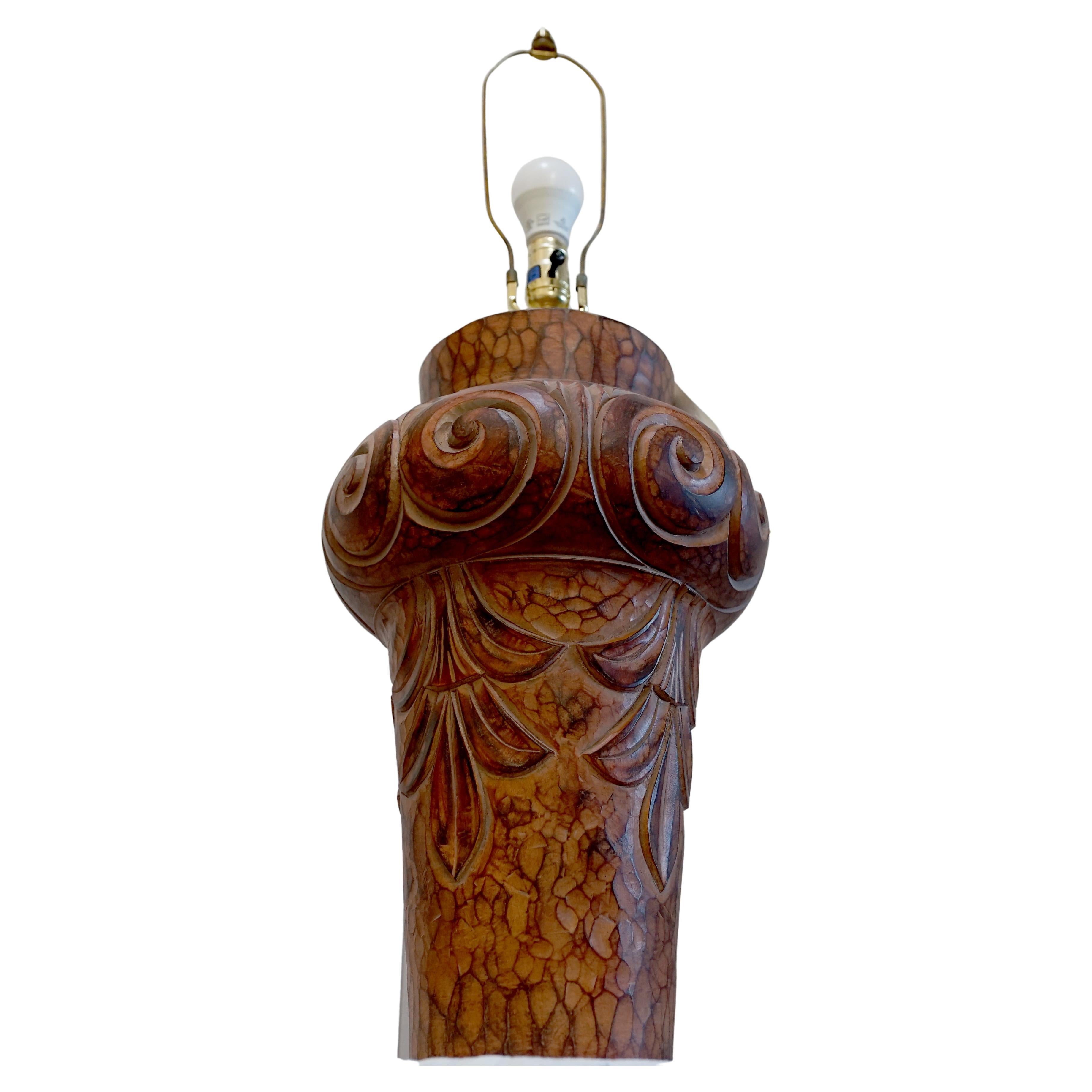 Lampes originales de Californie en terre cuite sculptée finition émaillée en vente
