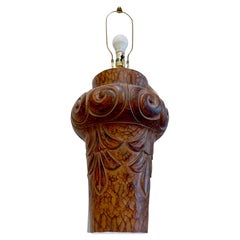 Vintage Casual Lamps of California Terracotta Monumental Sculpted Lamp Glazed Finish