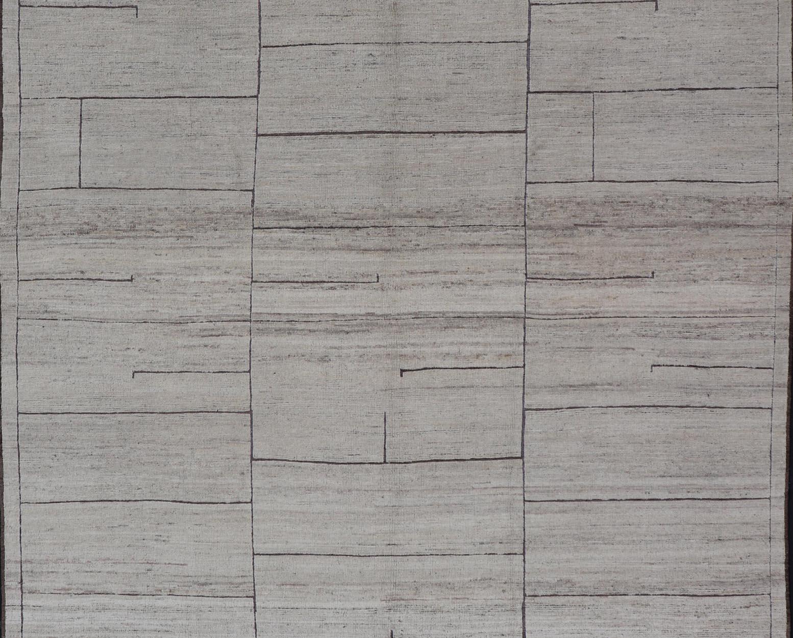 Alfombra de diseño moderno informal en tonos blancos y marrones y diseño tenue en venta 3