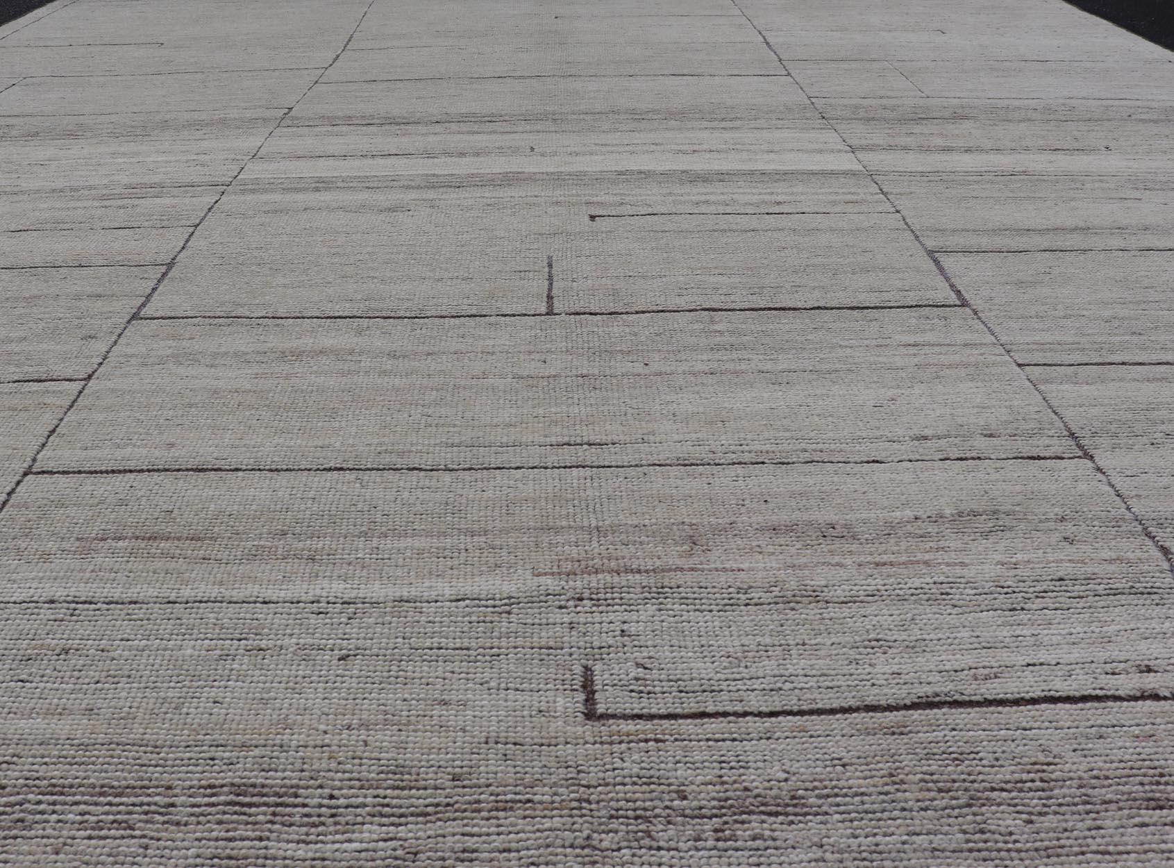 Alfombra de diseño moderno informal en tonos blancos y marrones y diseño tenue Moderno en venta