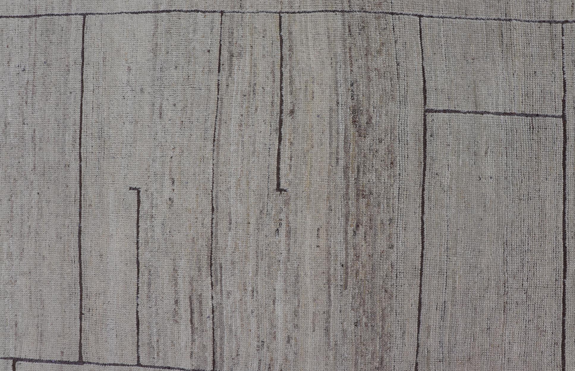 Alfombra de diseño moderno informal en tonos blancos y marrones y diseño tenue Siglo XXI y contemporáneo en venta