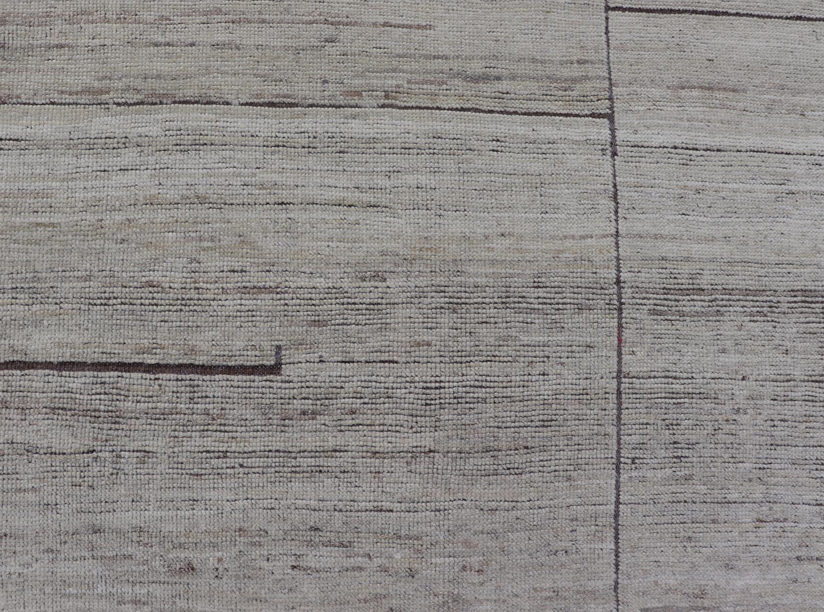 Alfombra de diseño moderno informal en tonos blancos y marrones y diseño tenue Lana en venta