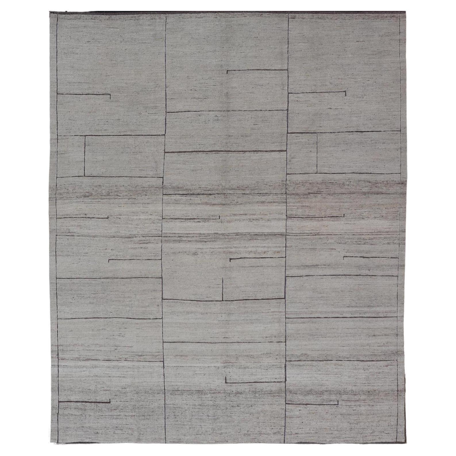 Casual Modern Design Rug in White and Brown Tones and Subdued Design For Sale