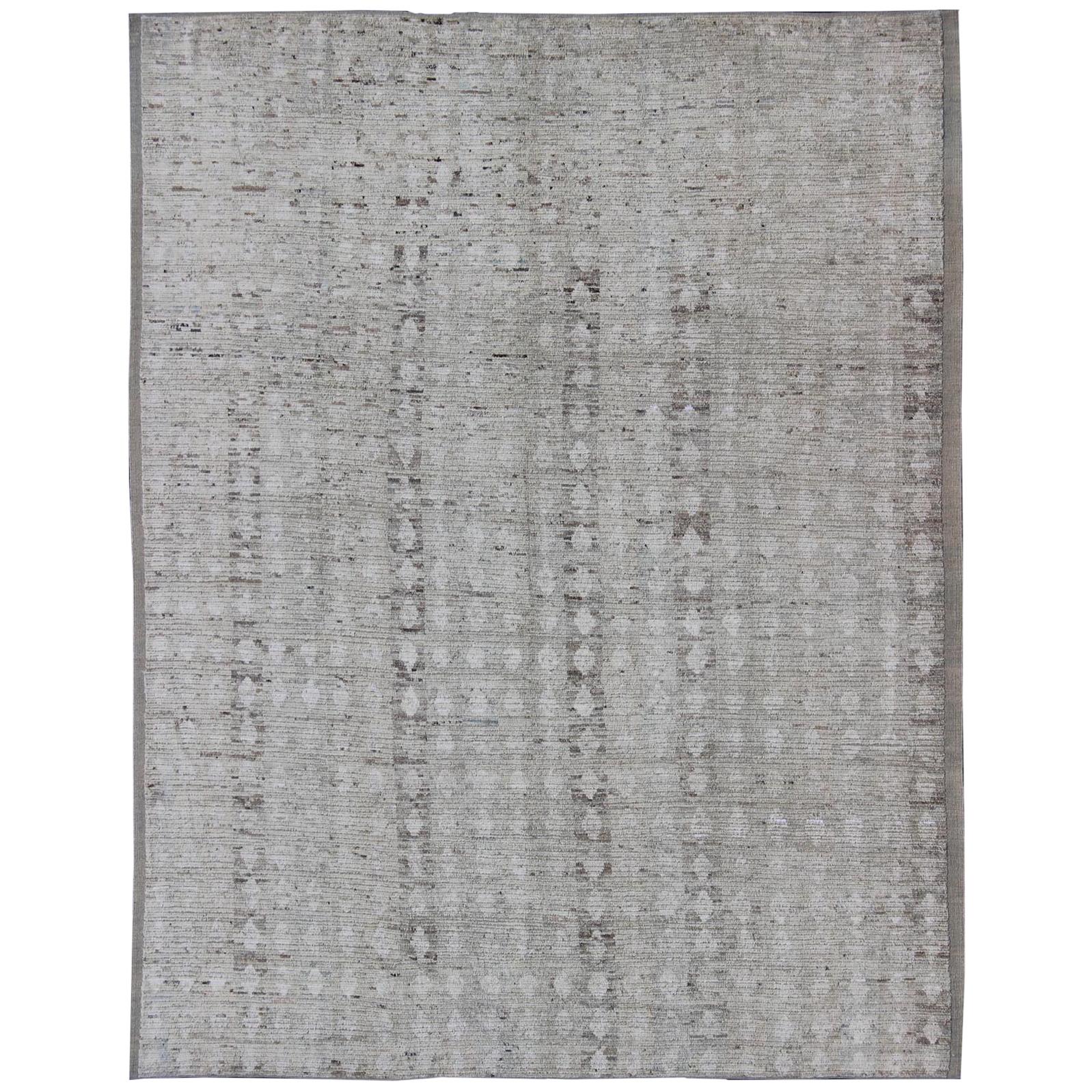 Casual Modern Design Rug in Light Green and Neutral Tones  For Sale