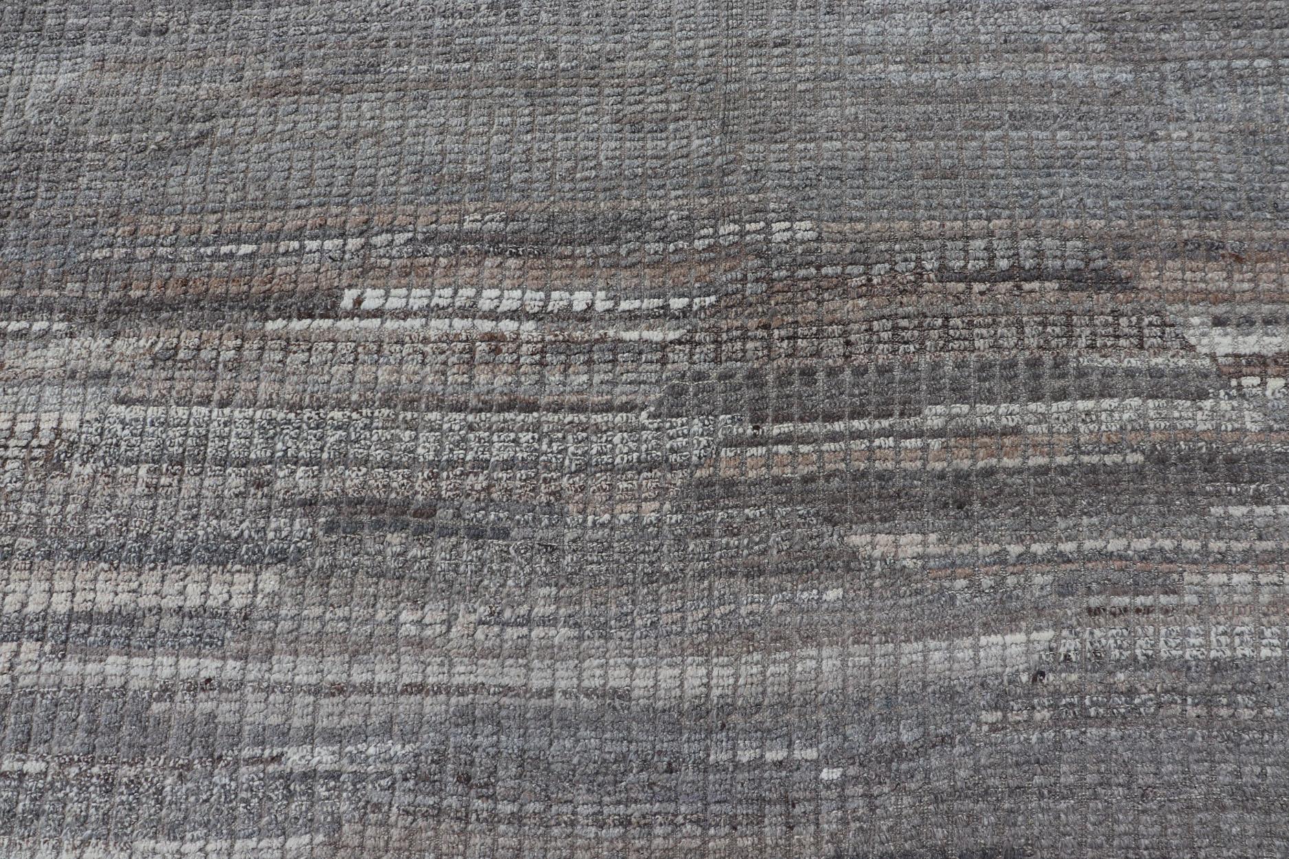 Casual Modern Rug in Neutral and Silver Gray Tones with Subdued Design For Sale 8
