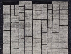 Casual Modern Wool Hand Knotted Black and White Large Scale Modern Rug**