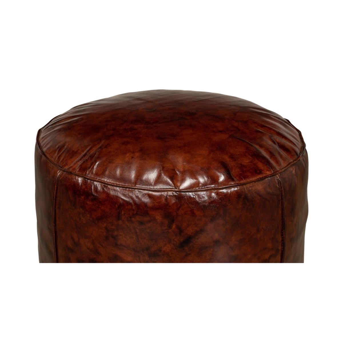 American Classical Casual Round Leather Stool For Sale