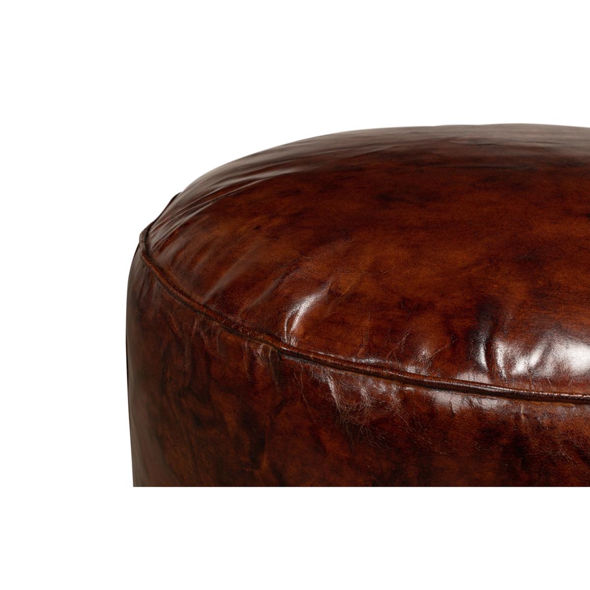 Casual Round Leather Stool In New Condition For Sale In Westwood, NJ