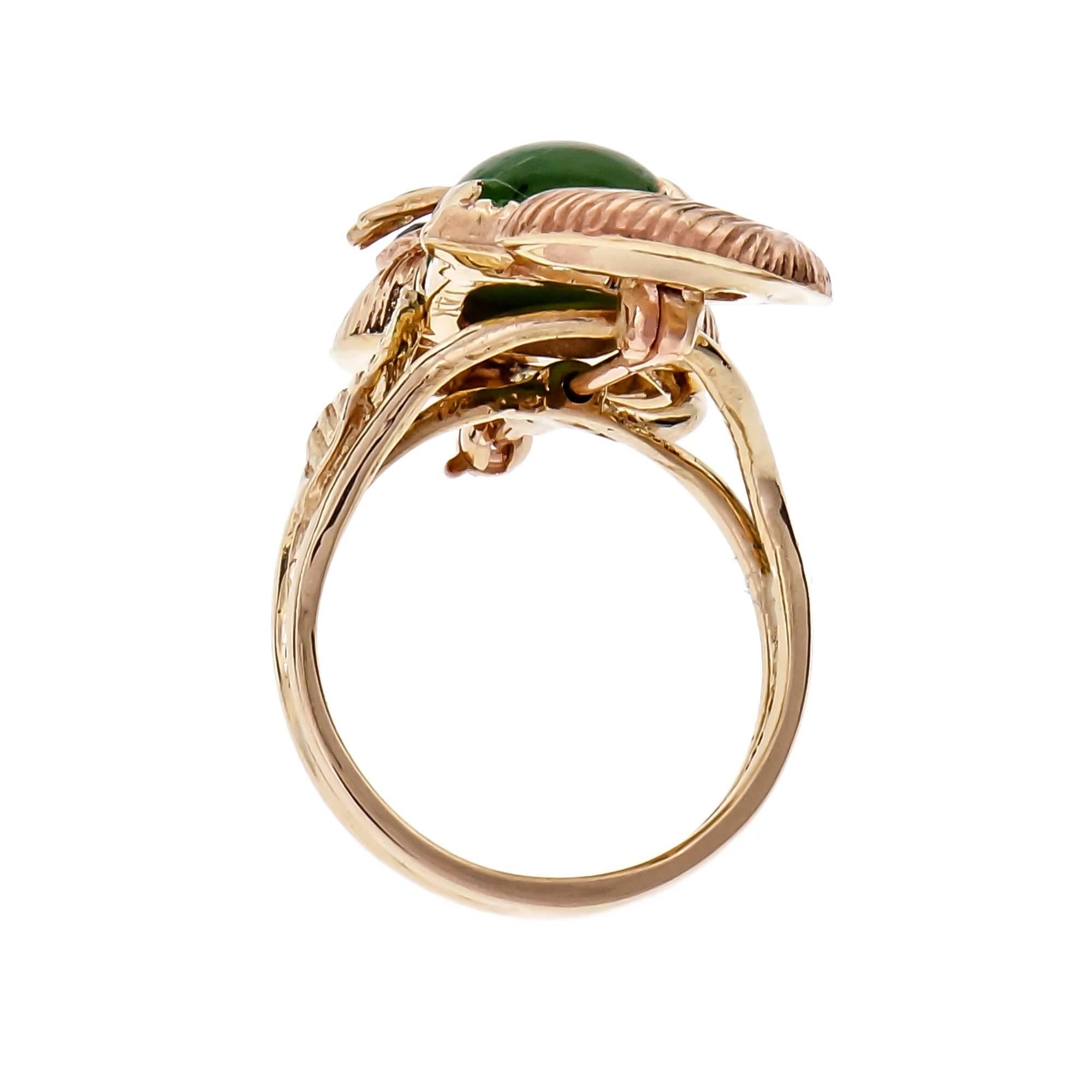 Cat and Frog Jade Ruby Emerald Convertible Set Yellow Gold Brooch Ring 7