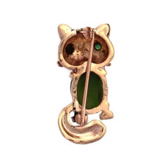 Cat and Frog Jade Ruby Emerald Convertible Set Yellow Gold Brooch Ring