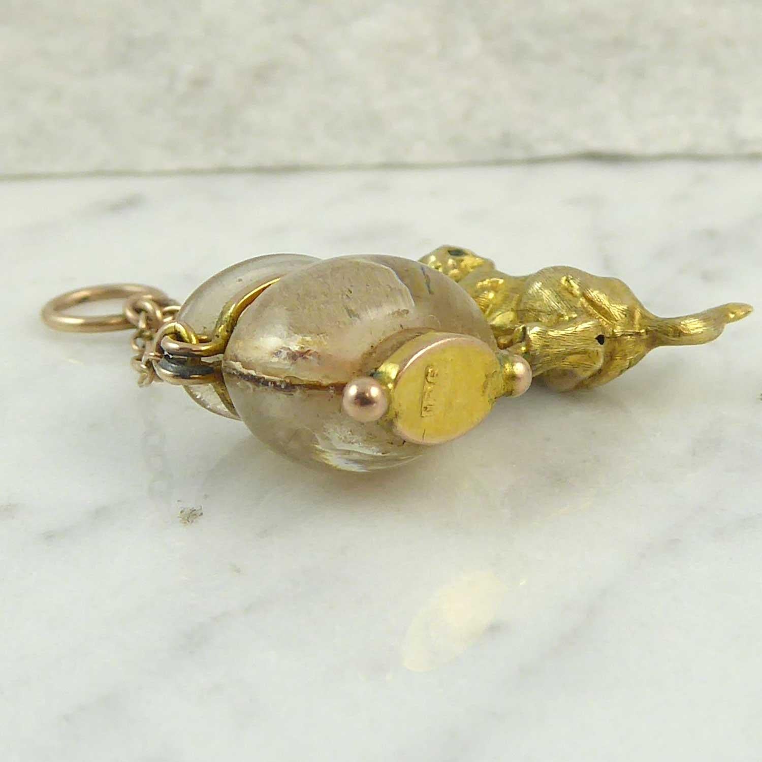Cat and Goldfish Charm, circa 1950s In Excellent Condition In Yorkshire, West Yorkshire