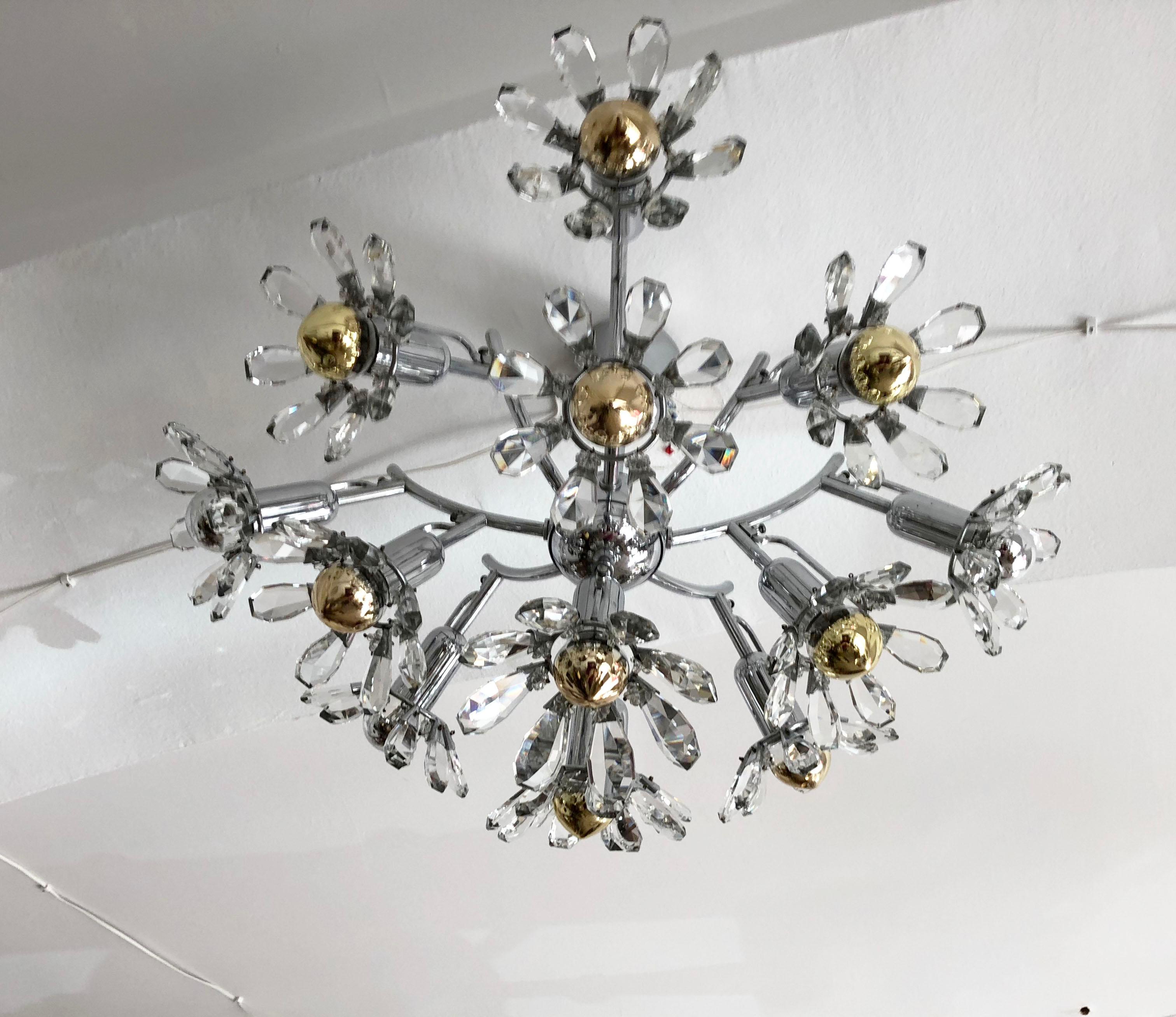 Mid-Century Modern Lustre à suspension en cristal de chat en vente