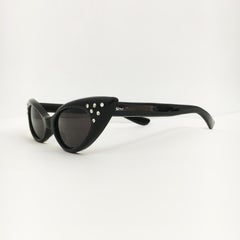 Cat Eye Black Sunglasses Rhinestones Vintage 1950s