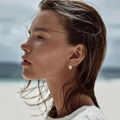 Cat Eye Pearl 18K Gold Hook Earring - By Bombyx House