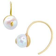 Cat Eye Pearl 18K Gold Hook Earring - By Bombyx House