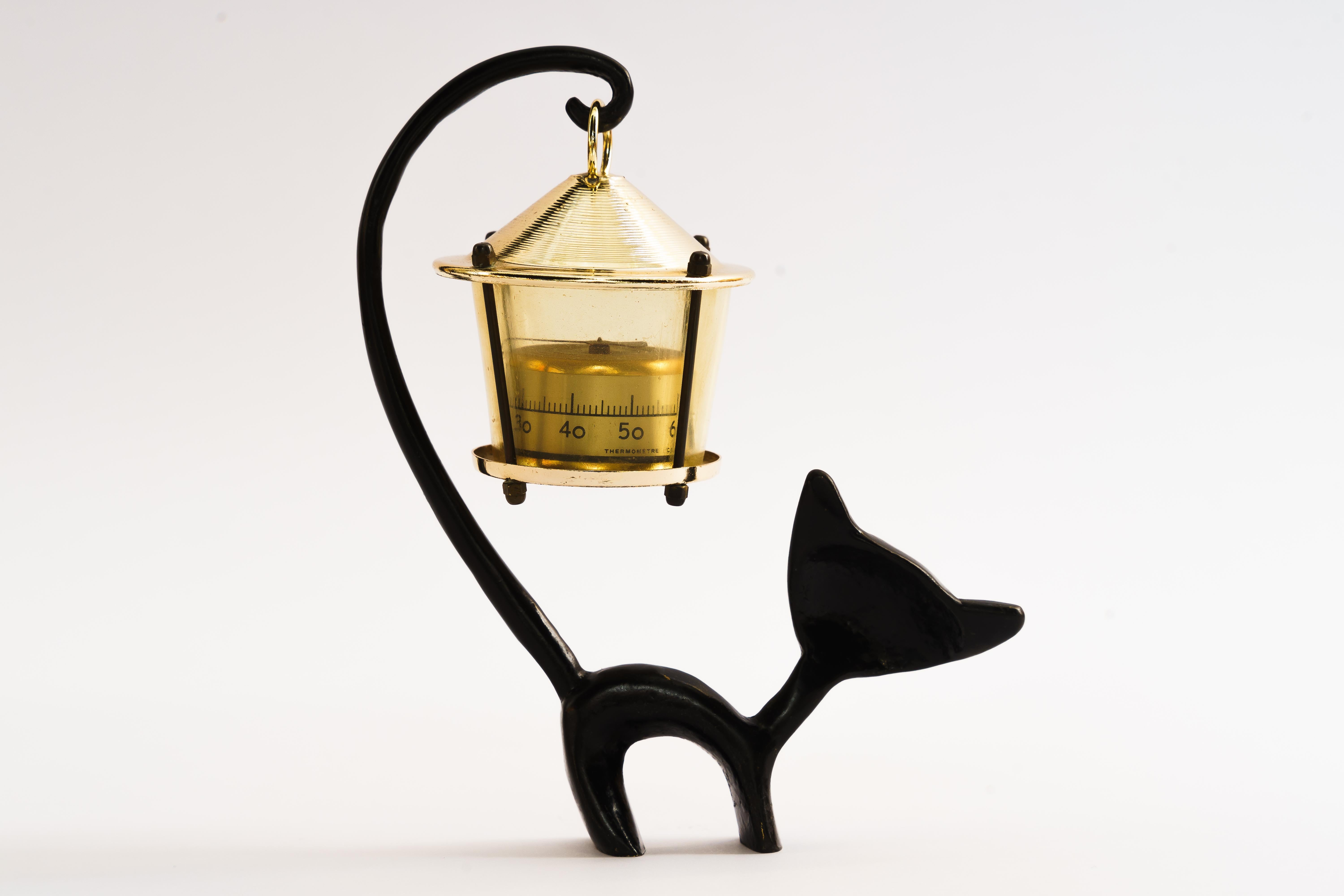Figurita de gato con termómetro de Walter Bosse Austríaco en venta