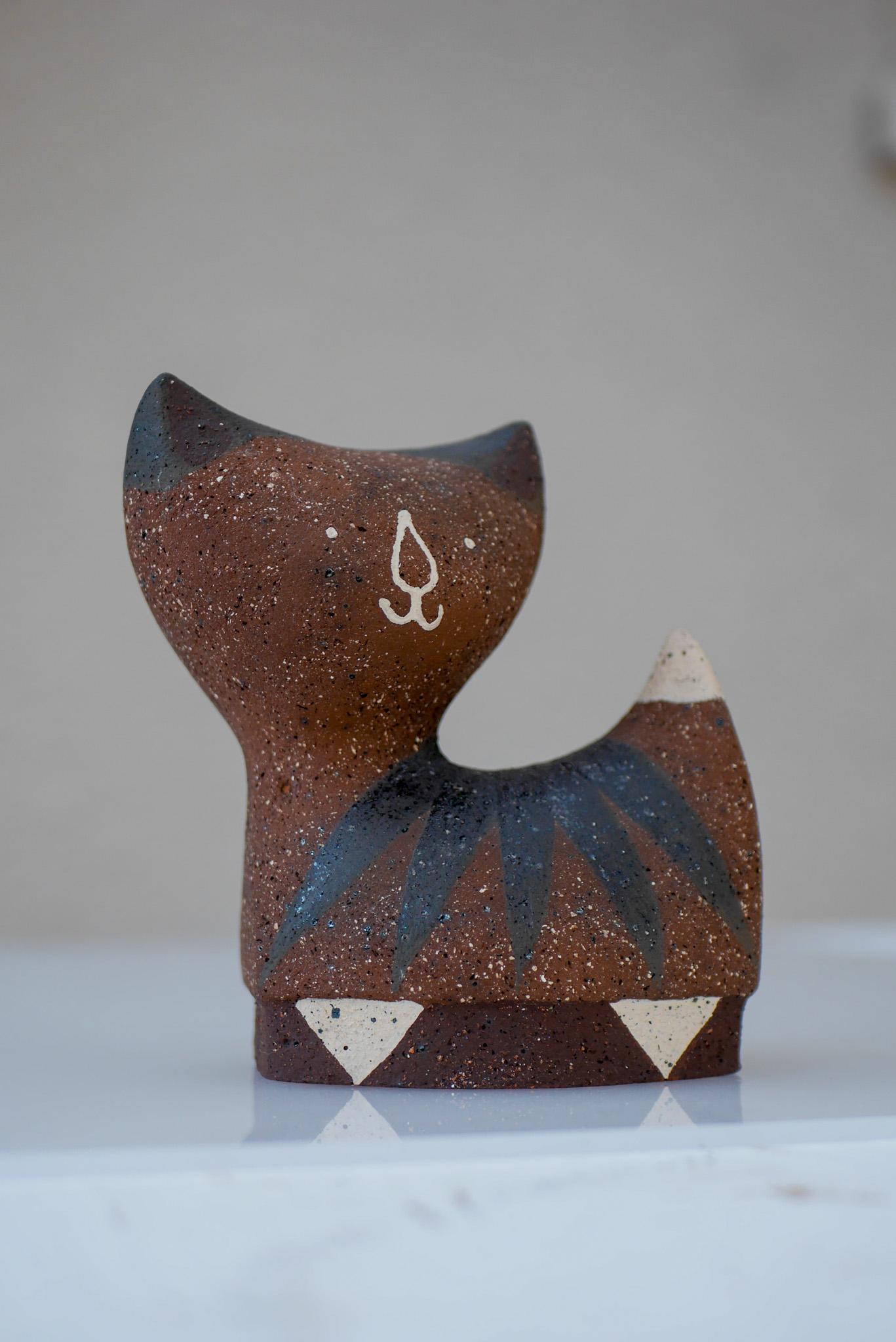 Mid-Century Modern Cat Figurine in Ceramic by Thomas Hellström for Nittsjö, Sweden