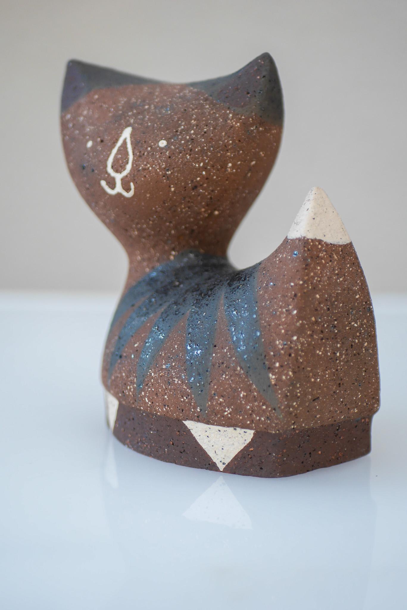 Hand-Crafted Cat Figurine in Ceramic by Thomas Hellström for Nittsjö, Sweden