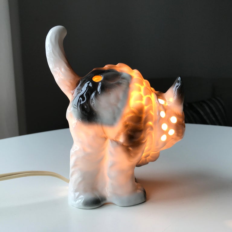 Cat Figurine Lamp Early 20th Century Ozon Table Lamp by Fog and Morup