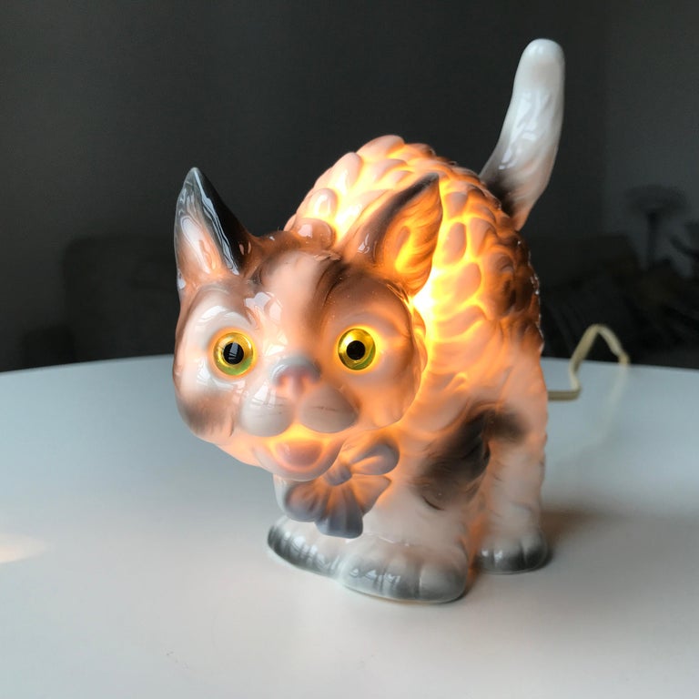 Cat Figurine Lamp Early 20th Century Ozon Table Lamp by Fog and Morup