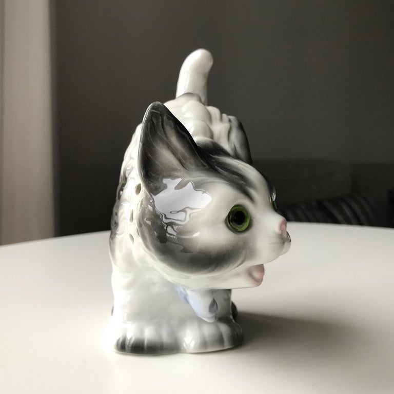 Cat Figurine Lamp Early 20th Century Ozon Table Lamp by Fog and Morup
