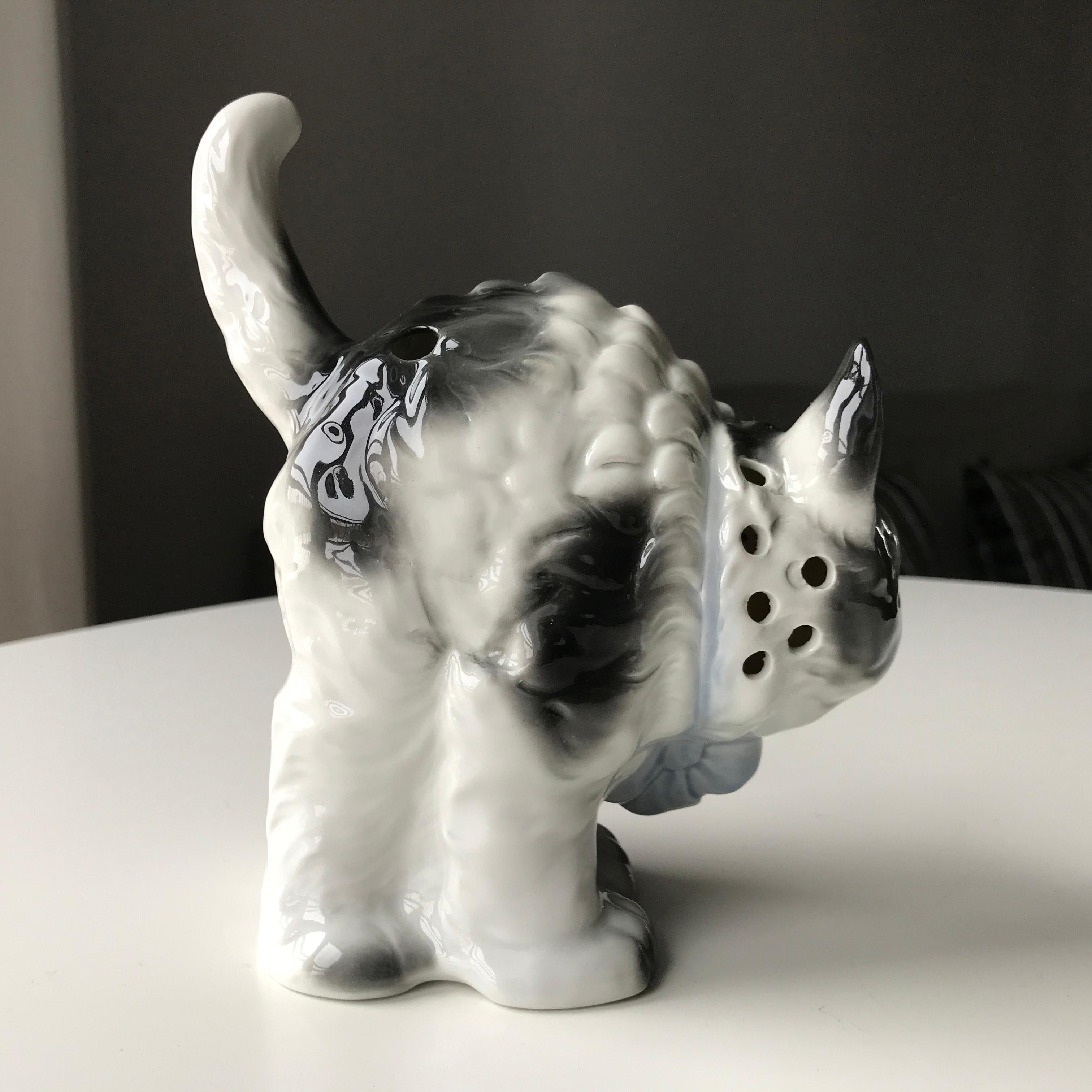 Painted Cat Figurine Lamp Early 20th Century Ozon Table Lamp by Fog and Morup