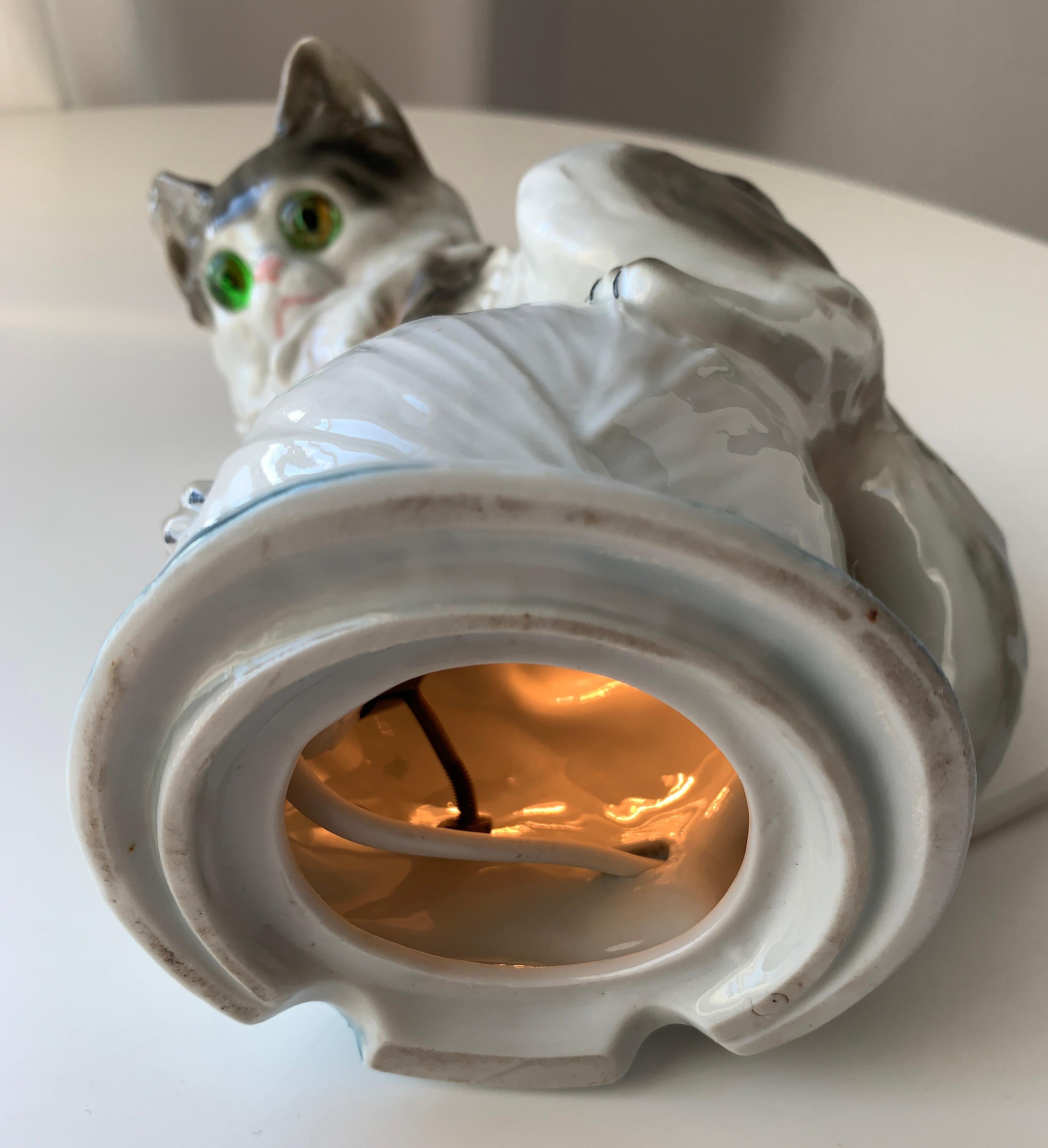 Cat Figurine Lamp Early 20th Century Ozon Table Lamp at 1stDibs