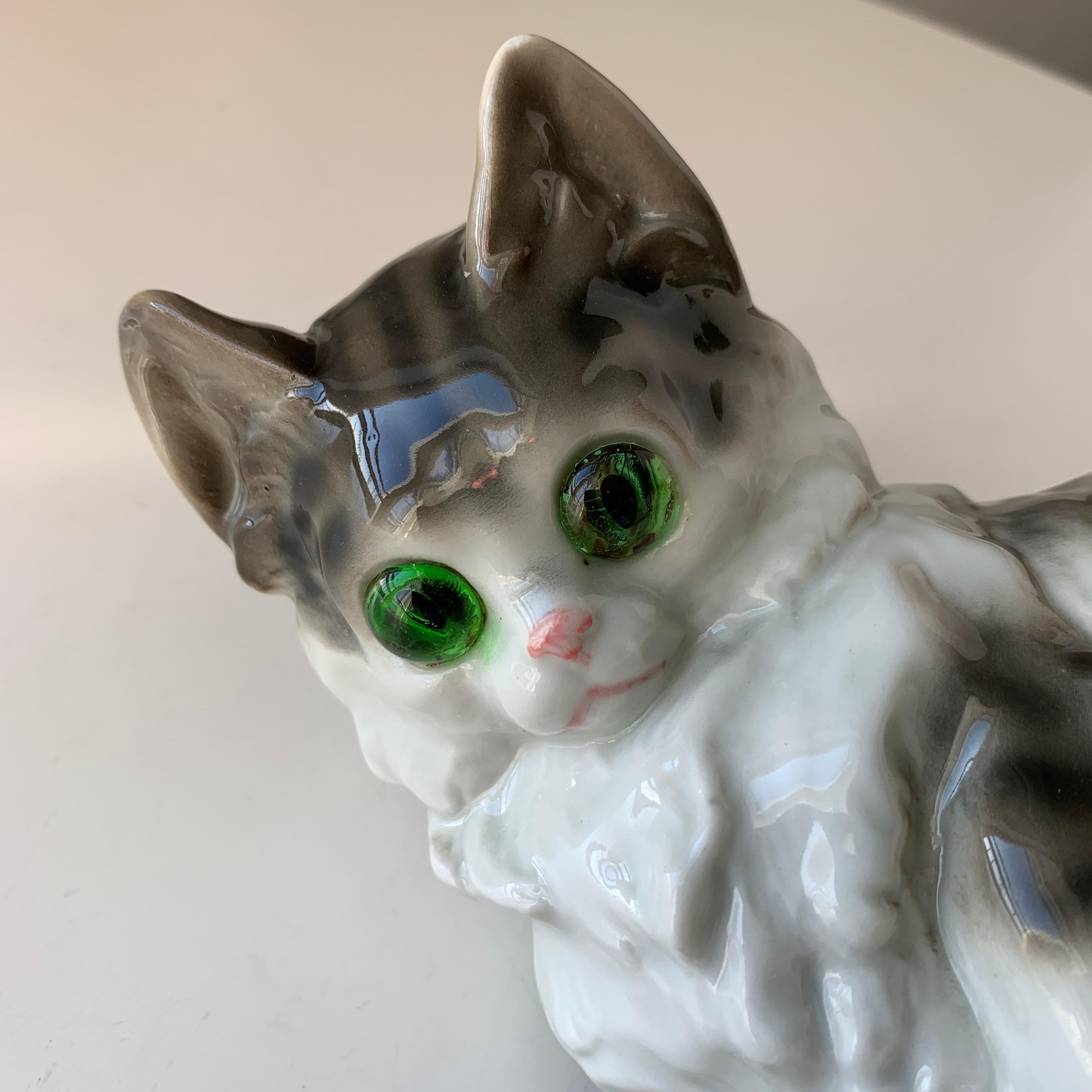 Cat Figurine Lamp Early 20th Century Ozon Table Lamp In Good Condition In Copenhagen, DK