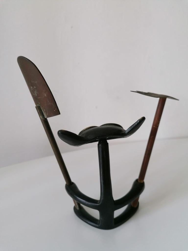 Austrian Cat Figurine with Shovel and Rake by Walter Bosse For Sale